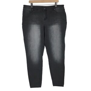 MAURICES Jeans Skinny Jeggings High Rise Faded Grey Black Wash Stretch Size XL-R